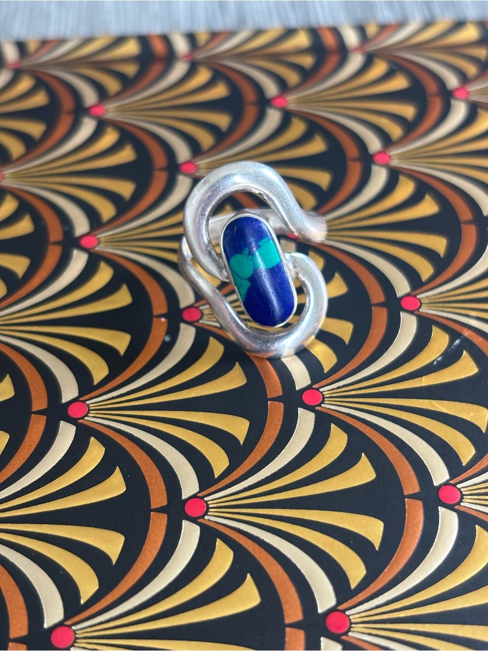 Vintage Sterling Silver 925 Blue Azurite (?) Ring